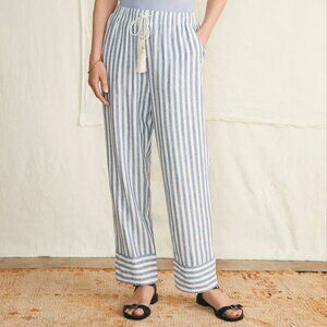 NWT Faherty Pacific Beach Linen Pant Size M / Color: Blue/White